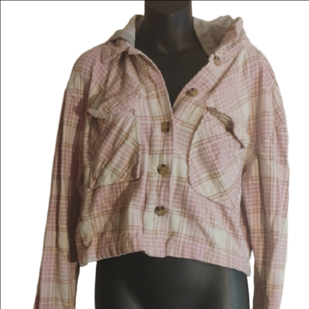 Aeropostale Pink and White Utility Jacket. Size Large.